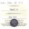 Image 1 : New Brunswick 5-cent 1864 Small 6 ICCS Certified F-15.