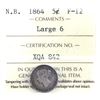 Image 1 : New Brunswick 5-cent 1864 Large 6 ICCS Certified F-12.