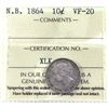 Image 1 : New Brunswick 10-cent 1864 ICCS Certified VF-20.