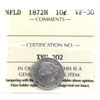 Image 1 : Newfoundland 10-cent 1872H ICCS Certified VF-30.