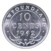 Image 2 : Newfoundland 10-cent 1942C ICCS Certified MS-64. Frosted white coin.