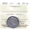 Image 1 : Newfoundland 20-cent 1873 ICCS Certified VF-20.
