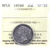 Image 1 : Newfoundland 20-cent 1876H ICCS Certified VF-30.