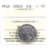 Image 1 : Newfoundland 20-cent 1882H ICCS Certified VF-30.