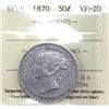 Image 1 : Newfoundland 50-cent 1870 ICCS Certified VF-20.