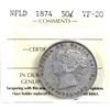 Image 1 : Newfoundland 50-cent 1874 ICCS Certified VF-20.