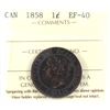 Image 1 : 1-cent 1858 ICCS Certified EF-40. A deep brown coin with lighter highlights on raised details.