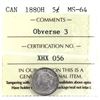 Image 1 : 5-cent 1880H Obverse 3 ICCS Certified MS-64. Sharp details with eye appeal you would expect in highe