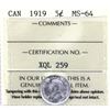 Image 1 : 5-cent 1919 ICCS Certified MS-64.