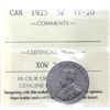 Image 1 : 5-cent 1925 ICCS Certified VF-20.