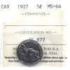 Image 1 : 5-cent 1927 ICCS Certified MS-64.
