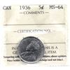 Image 1 : 5-cent 1936 ICCS Certified MS-64.