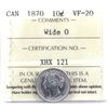 Image 1 : 10-cent 1870 Wide 0 ICCS Certified VF-20.