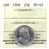 Image 1 : 25-cent 1908 ICCS Certified EF-45.