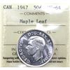 Image 1 : 50-cent 1947 Maple Leaf ICCS Certified MS-64. *KEY DATE ISSUE*