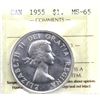 Image 1 : Silver $1 1955 ICCS Certified MS-65. Exceptional eye appeal with clean fields.