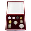 Image 1 : 1964 Austria Winter Olympics 9-coin Proof Set in Original Red Display Box with Felt Lining. The 4 si
