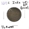 Image 1 : 1893C India 1/2 Rupee VF-EF (Nick).