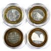 Image 2 : Lot of 4x Las Vagas Casino Silver Strike Tokens. Lot includes: Four Queens, Nevada Landing-riverboat