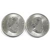 Image 2 : 2016 & 2017 Canada 3/4oz Howling Wolf .9999 Fine Silver Coins (Lightly toned). 2pcs (TAX Exempt)