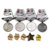 Image 2 : Group Lot of 4x CCCP Russia Medals and 5x Enameled Pins (Larger star has no pin attached). 9pcs