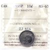 Image 1 : 1999-P Canada 10-cent ICCS Certified MS-65