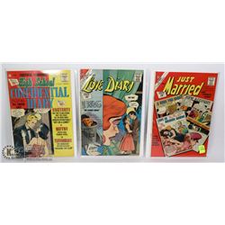 THREE VINTAGE ROMANCE COMICS