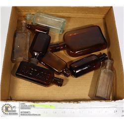 FLAT OF OLD ANTIQUE MEDICAL BOTTLES