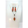 Image 1 : 20)  SET OF RED AGATE AND CRYSTAL PENDANT ON