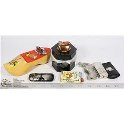 FLAT VINTAGE LIGHTERS INCL. CAMEL CIGARETTES