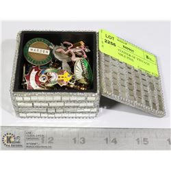SHINY CONTAINER OF VINTAGE /COLLECTABLE PINS