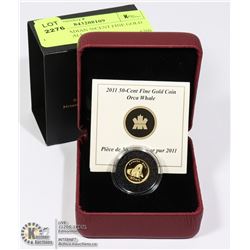 2011 CANADIAN 50CENT FINE GOLD ORCA WHALE COIN