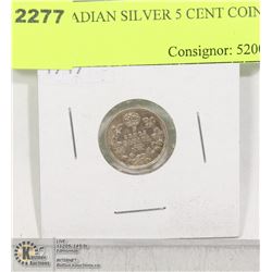 1919 CANADIAN SILVER 5 CENT COIN