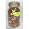 Image 1 : 6+ LBS OF OLD PENNIES IN GLASS JAR WITH GLASS LID