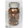 Image 1 : 6+ LBS OF OLD PENNIES IN GLASS JAR WITH GLASS LID