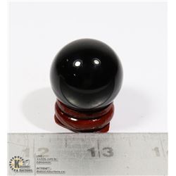 #84-BLACK OBSIDIAN ASPHERE BALL/ STAND 29mm