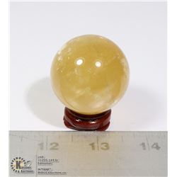 #105-NATURAL CITRINE SPHERE BALL/ STAND 40mm