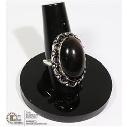 #80-NATURAL BLACK OBSIDIAN RING/ SIZE 6.5