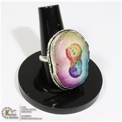 #12-RAINBOW SOLAR QUARTZ RING SIZE 9