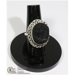 #56-BLACK TOURMALINE RING (RAW) SIZE 6.52