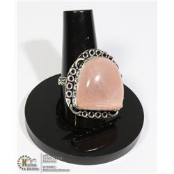 #64-PINK ROSE QUARTZ RING/ SIZE 7.5