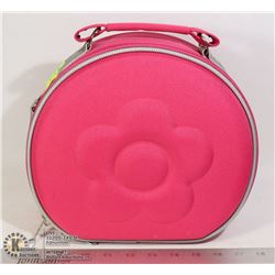 NEW HOT PINK MAKEUP ROUND CASE