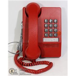 NORTHERN TELECOM 1983 RED WALL PHONE,PUSH BUTTON