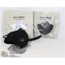 TWO SPORT MASKS WITH EXHALATION VALVES AND