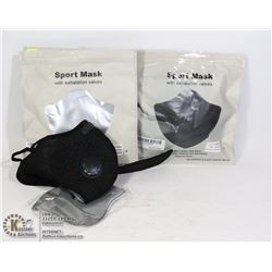TWO SPORT MASKS WITH EXHALATION VALVES AND