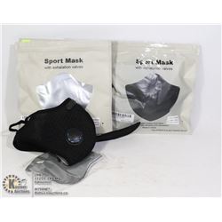 TWO SPORT MASKS WITH EXHALATION VALVES AND