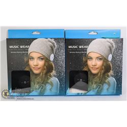 PAIR OF MUSIC WEAR WIRELESS MUSICAL BEANIES BLACK