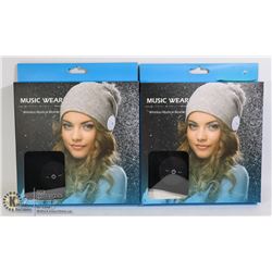 PAIR OF MUSIC WEAR WIRELESS MUSICAL BEANIES BLACK