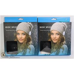 PAIR OF MUSIC WEAR WIRELESS MUSICAL BEANIES BLACK