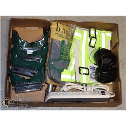 FLAT OF SAFETY GEAR INCLUDING WELDING GOGGLES,